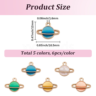 30Pcs 5 Colors Alloy Enamel Pendants ENAM-BM0001-34-1