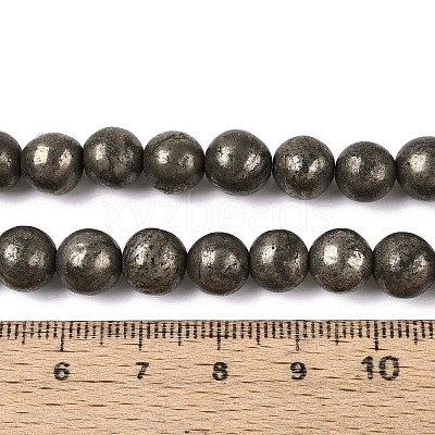 Natural Pyrite Beads Strands G-S249-01-8mm-1