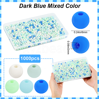 1000Pcs Frosted Opaque Acrylic Beads OACR-SP0001-32B-1