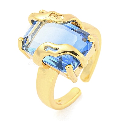 304 Stainless Steel Cubic Zirconia Open Cuff Ring for Women RJEW-S406-05G-04-1
