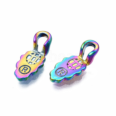 Rainbow Color Alloy Glue-on Flat Pad Bails for Pendant Making PALLOY-N163-104-NR-1