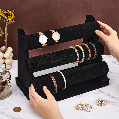 Wholesale 3-Tier T Bar Velvet Detachable Bracelet Display Stands