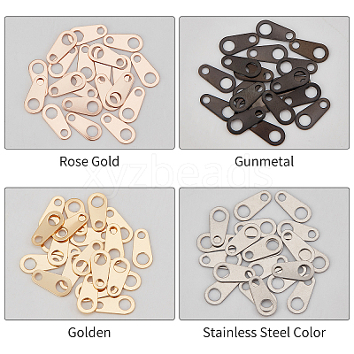 80Pcs 4 Colors 304 Stainless Steel Chain Tabs STAS-UN0030-86-1