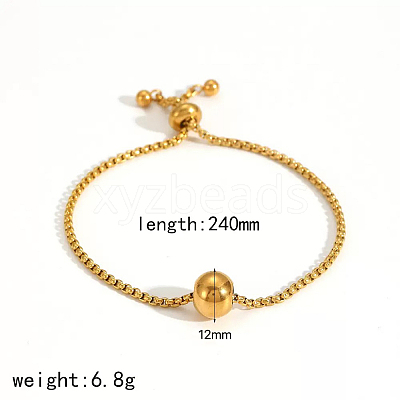 304 Stainless Steel Round Ball Charm Box Chain Slider Bracekets for Women MP4435-4-1