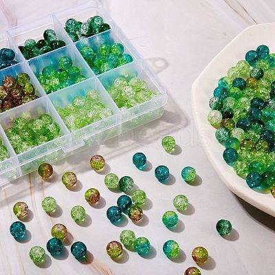 300Pcs 6 Colors Spray Painted Crackle Glass Beads CCG-SZ0001-11D-1