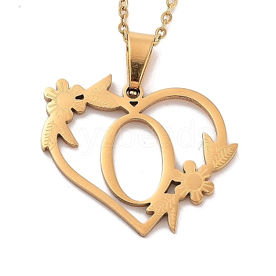PVD Vacuum Plating 201 Stainless Steel Pendant Necklaces NJEW-R267-02O-G-1