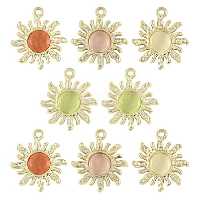 8Pcs 4 Colors Alloy Cat Eye Pendants FIND-YW0010-88-1