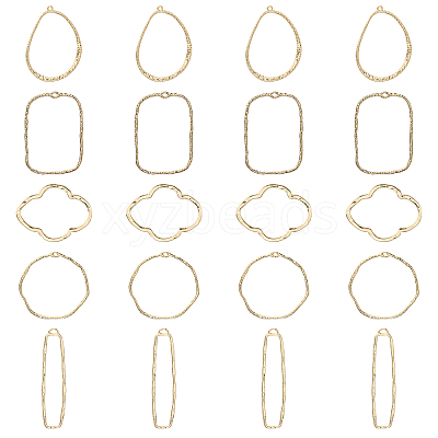 20Pcs 5 Styles Alloy Open Back Bezel Pendants PALLOY-CA0002-44-1