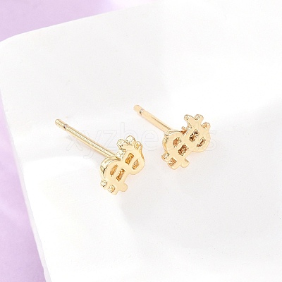 Brass Stud Earrings EJEW-P346-01D-G-1