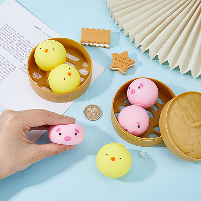 2 Sets 2 Colors TPR Imitation Steamed Stuffed Bun Stress Toy AJEW-DR0001-38-1