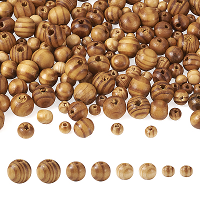 200Pcs 4 Styles Natural Unfinished Wood Beads WOOD-YS0001-04-1