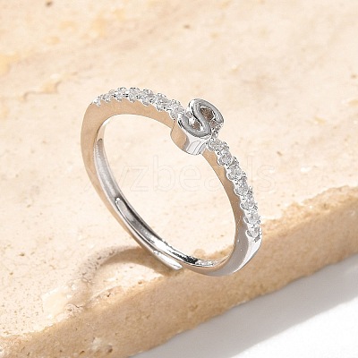 S925 Sterling Silver Adjustable Letter Rings for Women RJEW-M068-01P-S-1