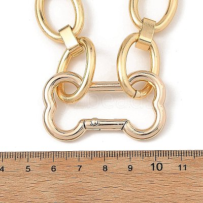 Aluminum Oval Link Chain Necklaces with Dog Bone Shaped Zinc Alloy Rock Climbing Carabiners NJEW-JN06413-1