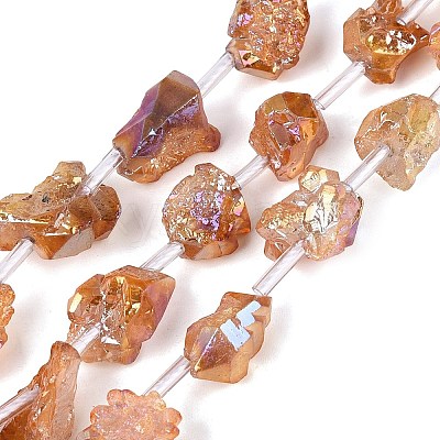 Dyed Electroplate Raw Rough Natural Amethyst Beads Strands G-Q610-05F-1