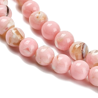 Assembled Synthetic Stone and Trochus Shell Beads Strands G-B128-08A-03-1