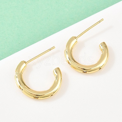 C-Shaped Brass Clear Cubic Zirconia Stud Earrings EJEW-A156-10A-G-1