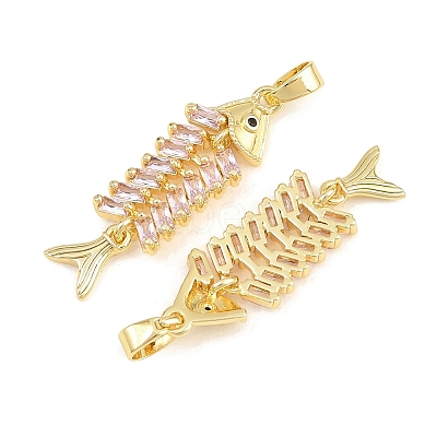 Brass Pink Cubic Zirconia Pendants KK-E800-05A-G-1