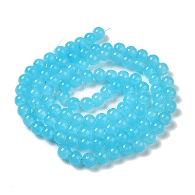 Baking Paint Imitation Jade Glass Round Bead Strands X1-DGLA-Q021-8mm-06-1