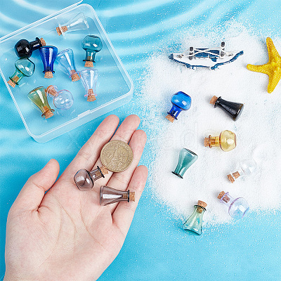 2 Sets 2 Style Dollhouse Miniature Glass Cork Bottles Ornament DJEW-PH0001-29-1