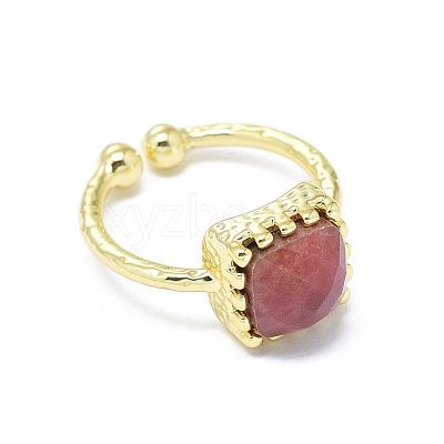 Adjustable Natural Gemstone Finger Rings RJEW-L089-13G-1