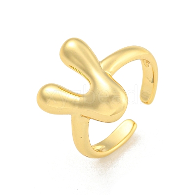 Brass Letter Open Cuff Rings for Women RJEW-G313-01V-G-1