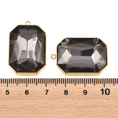 304 Stainless Steel & Glass Pendants STAS-G398-27G-03-1