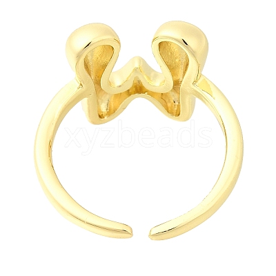 Rack Plating Brass Open Cuff Rings RJEW-S394-01G-W-1