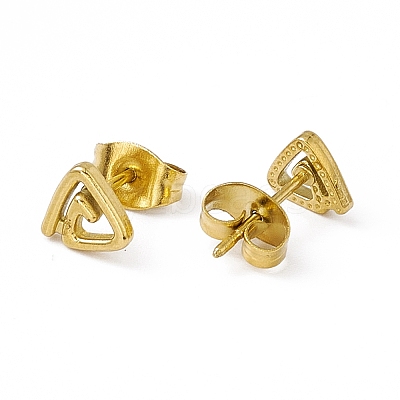 PVD Vacuum Plating 304 Stainless Steel Triangle Stud Earrings for Women EJEW-P212-03G-1