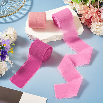 3 Rolls Polyester Raw Edges Ribbons SRIB-TAC0002-26A-1