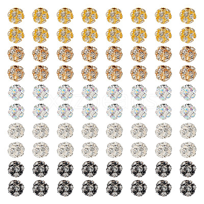 100Pcs 5 Colors Brass Rhinestone Beads KK-TA0002-11A-1