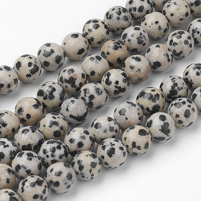 Natural Dalmatian Jasper Bead Strands G-G735-68-8mm-1