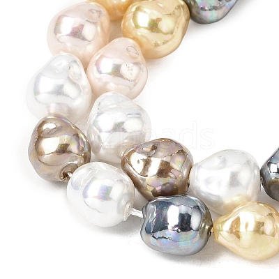 Electroplated Glass Shell Pearl Beads Strands BSHE-B009-D02-01-1