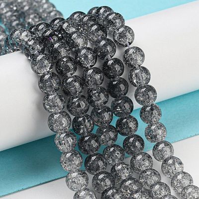 Spray Painted Crackle Glass Beads Strands DGLA-C002-6mm-02-1