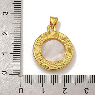 Rack Plating Brass Micro Pave Clear Cubic Zirconia Flat Round Pendants KK-U025-10G-02-1