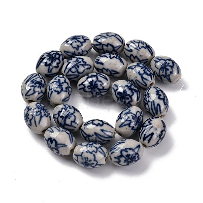 Handmade Blue and White Porcelain Beads PORC-I027-16C-1