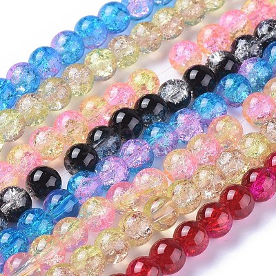 Two Tone Crackle Glass Beads X-CCG-Q002-8mm-M-1