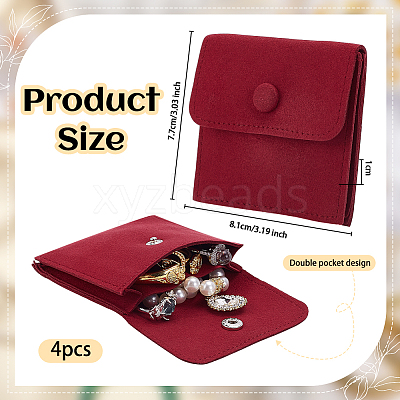 Microfiber Jewelry Flap Pouches ABAG-WH0032-121C-1