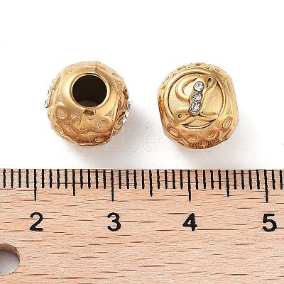 Ion Plating(IP) 304 Stainless Steel Rhinestone European Beads STAS-A092-10L-G-1