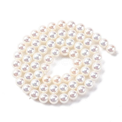 UV Plating Pearlized Glass Pearl Beads Strands GLAA-F128-01A-T1-1