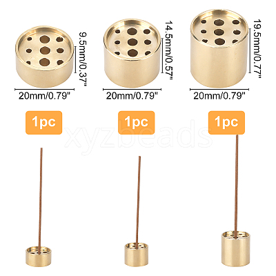 3Pcs 3 Style Brass Incense Burner Holder AJEW-GA0003-75-1