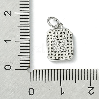 Rack Plating Brass Micro Pave Clear Cubic Zirconia Charms KK-G501-01M-P-1
