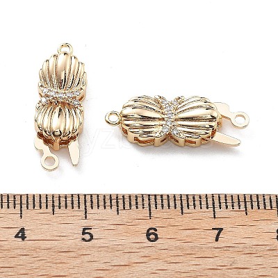 Brass Micro Pave Clear Cubic Zirconia Box Clasps KK-G523-13G-1