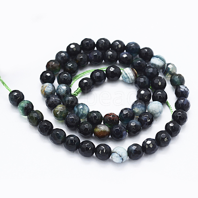 Faceted Natural Agate Beads Strands G-F561-6mm-D10-1