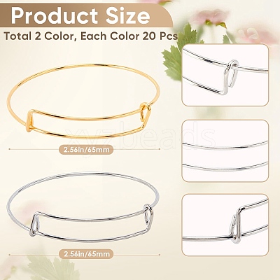 40Pcs 2 Colors Adjustable Iron Expandable Bangle Making BJEW-SP0001-01-1