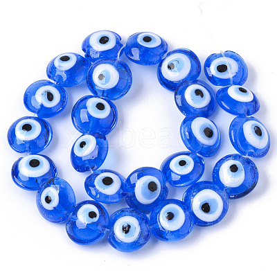 Handmade Evil Eye Lampwork Beads Strands X-LAMP-R143-04B-1
