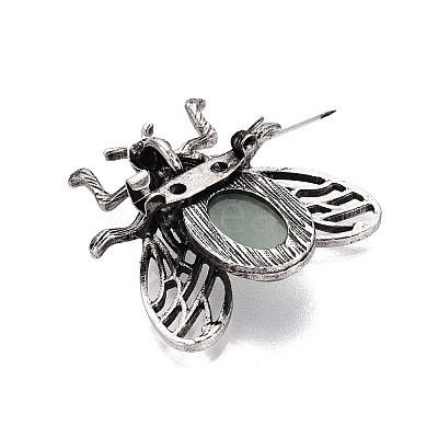 Natural Green Aventurine & Alloy Lapel Pin Brooches GG-N001-04AS-02-1