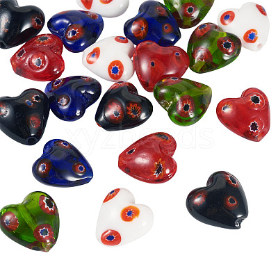 20Pcs 5 Colors Handmade Millefiori Glass Beads LAMP-CW0001-10-1