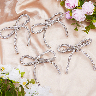 4Pcs Bowknot Rhinestone Alligator Hair Clips PHAR-HS0001-04-1