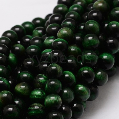 Natural Tiger Eye(Dyed & Heated) Round Beads Strands G-E329-6mm-40A-1