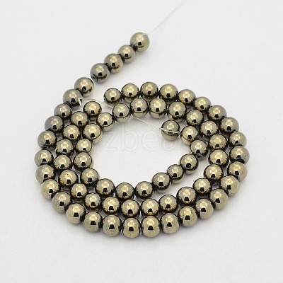 Round Non-magnetic Synthetic Hematite Beads Strands G-D617-4mm-26-1